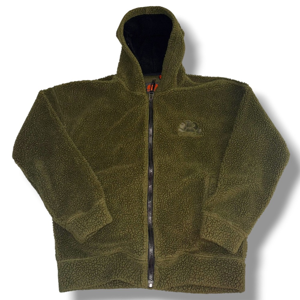 Sundek Sherpa Fleece Hoodie Mens Large Olive Green Full Zip M816JHK4600
